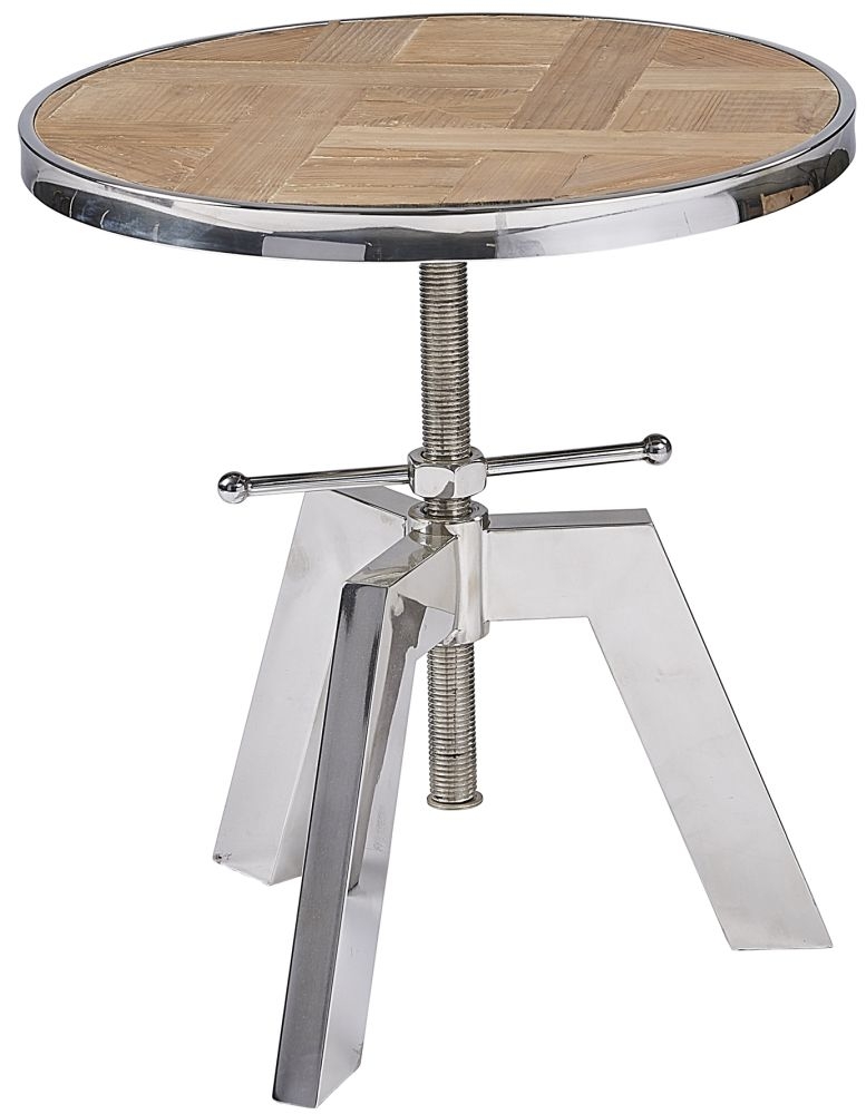 Acepello Old Elm Tripod Lamp Table With Stainless Steel Base Georgian Style