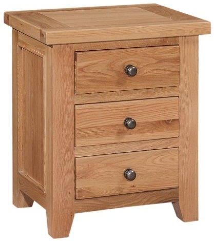 Canterbury Oak Narrow Bedside Cabinet 3 Drawers 55cm Wide