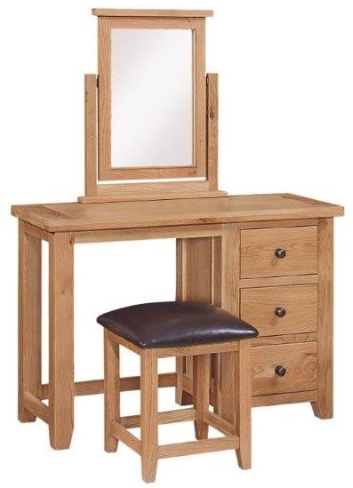 Canterbury Oak Dressing Table 3 Drawers Single Pedestal