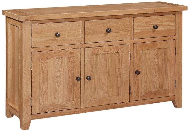 Canterbury Oak Medium Sideboard 149cm With 3 Doors And 3 Drawers