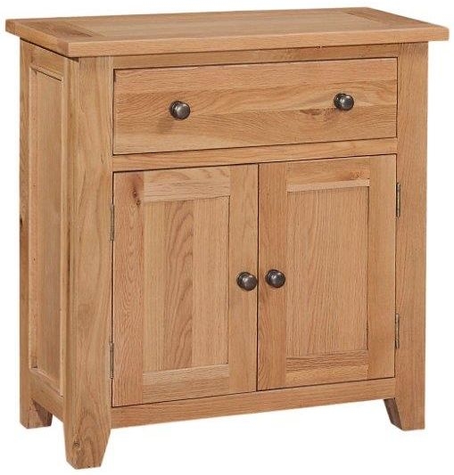 Canterbury Oak Compact Sideboard 80cm With 2 Doors And 1 Drawer