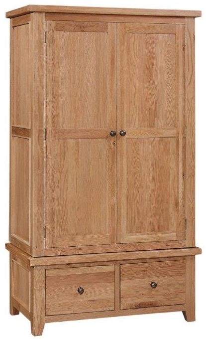 Canterbury Oak Double Wardrobe 2 Doors With 1 Bottom Storage Drawer