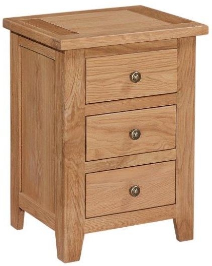 Canterbury Petite Oak Narrow Bedside Cabinet 3 Drawers