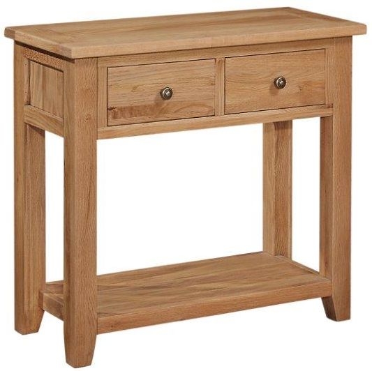 Canterbury Petite Oak Console Table With 2 Drawers