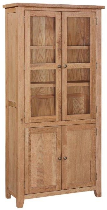 Canterbury Petite Oak Glazed Display Cabinet 2 Glass Doors And 2 Shelves