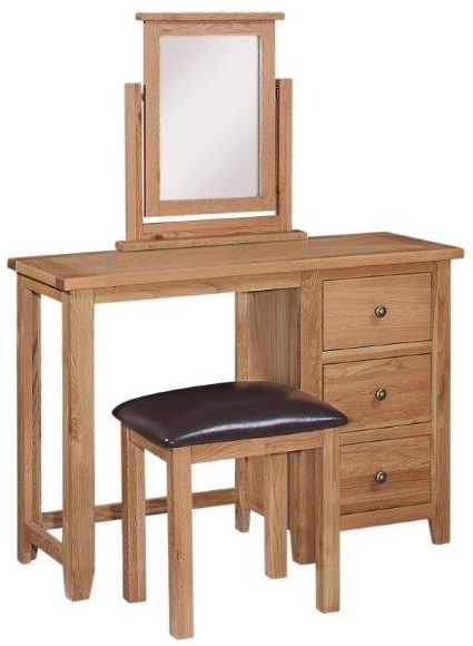 Canterbury Petite Oak Dressing Table 3 Drawers Single Pedestal