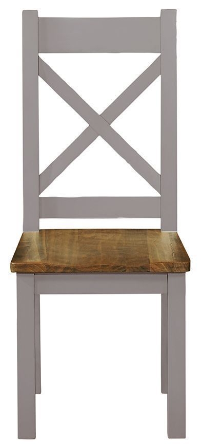 Cotswold Grey Painted Pine Cross Back Dining Chair Sold In Pairs