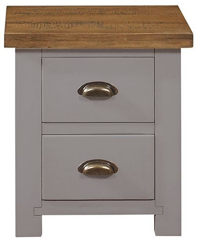 Cotswold Grey Painted Pine Bedside Cabinet 2 Drawers