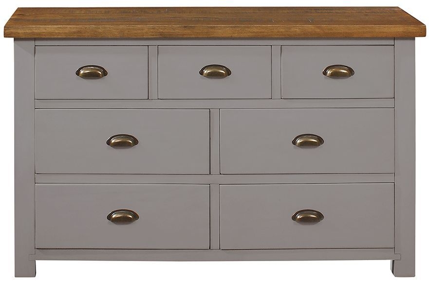 Cotswold Grey Painted Pine Wide Chest 3 4 Drawers