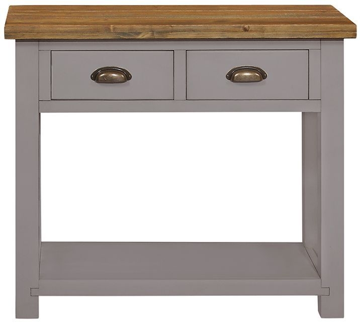 Cotswold Grey Painted Pine Console Table With 2 Drawers