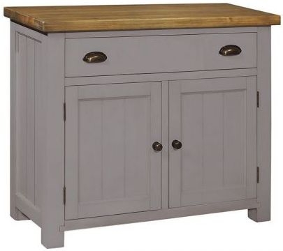 Cotswold Grey Painted Pine Small Sideboard 90cm W With 2 Doors And 1 Drawer