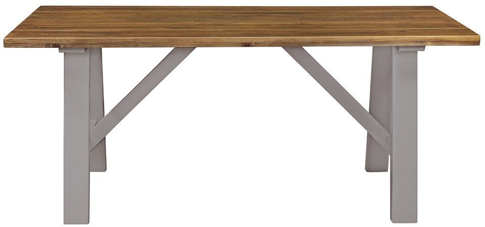 Cotswold Grey Painted Pine Trestle Dining Table 180cm Seats 6 To 8 Diners Rectangular Top