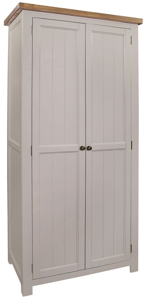 Cotswold Grey Painted Pine Double Wardrobe All Hanging With 2 Doors
