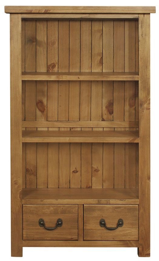 Cotswold Rustic Pine Bookcase 150cm H With 2 Storage Drawers