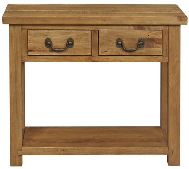 Cotswold Rustic Pine Console Table With 2 Drawers
