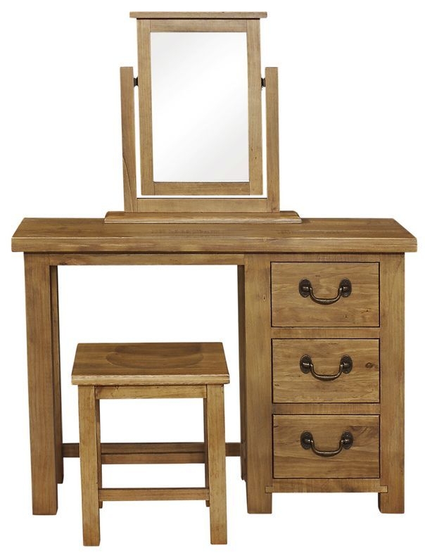 Cotswold Rustic Pine Dressing Table 3 Drawers Single Pedestal