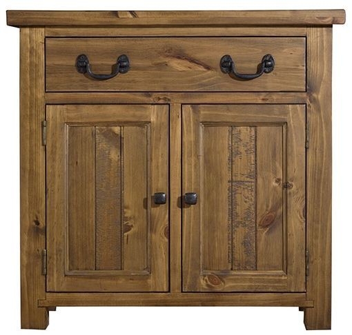 Cotswold Rustic Pine Small Sideboard 90cm W With 2 Doors And 1 Drawer