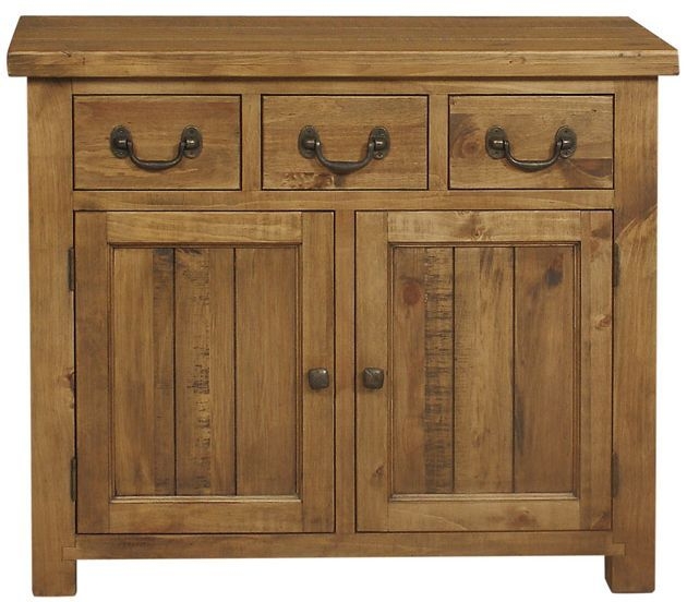 Cotswold Rustic Pine Small Sideboard 105cm W With 2 Doors And 3 Drawers