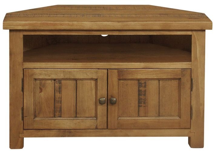 Cotswold Rustic Pine Corner Tv Unit 105cm W With Storage For Television Upto 32in Plasma
