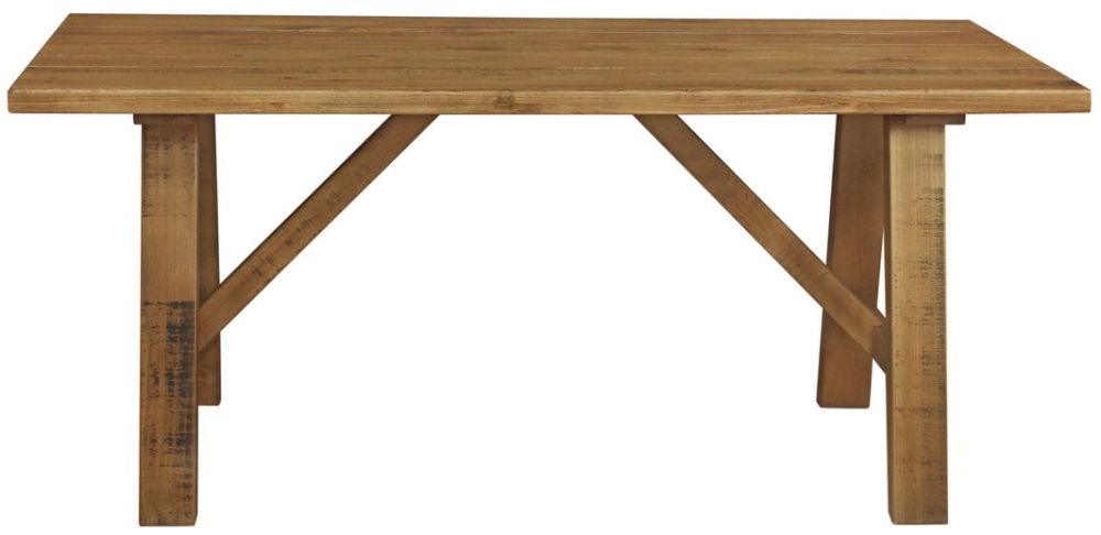 Cotswold Rustic Pine Trestle Dining Table 180cm Seats 6 To 8 Diners Rectangular Top