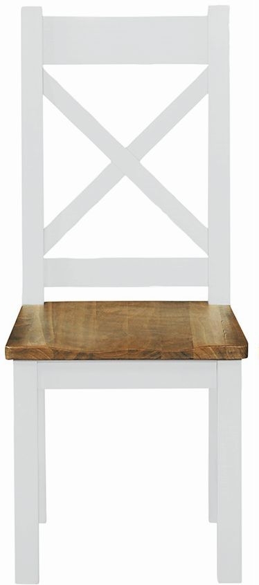 Cotswold White Painted Pine Cross Back Dining Chair Sold In Pairs