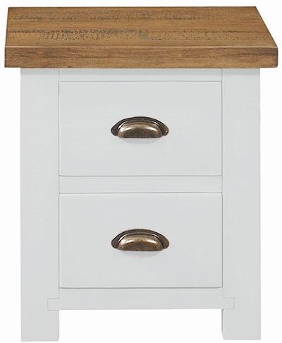 Cotswold White Painted Pine Bedside Cabinet 2 Drawers