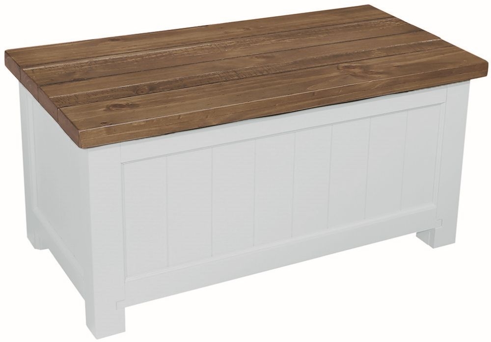 Cotswold White Painted Pine Ottoman Storage Box For Blanket Storage In Bedroom