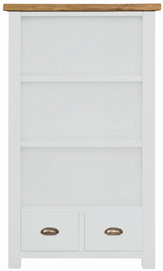 Cotswold White Painted Pine Bookcase 150cm H With 2 Storage Drawers