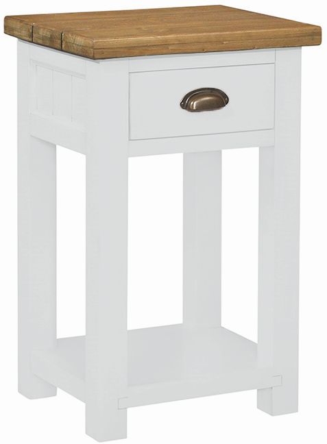 Cotswold White Painted Pine Narrow Hallway Console Table With 1 Drawer