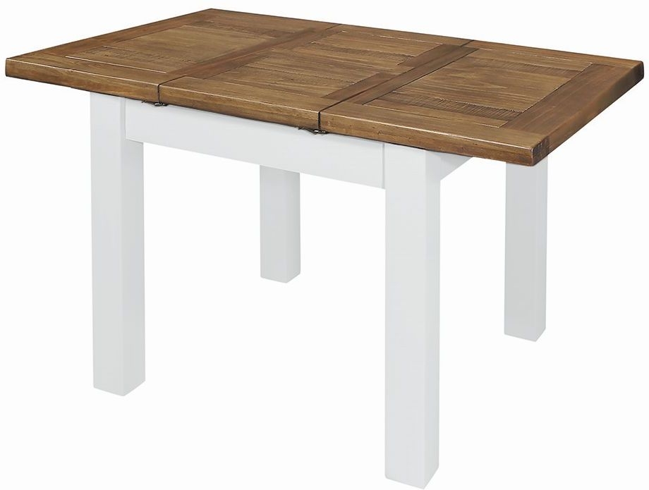 Cotswold White Painted Pine Dining Table Seats 4 To 6 Diners 90cm To 130cm Extending Square Top