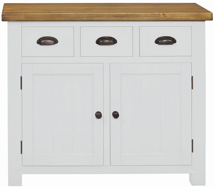 Cotswold White Painted Pine Small Sideboard 105cm W With 2 Doors And 3 Drawers