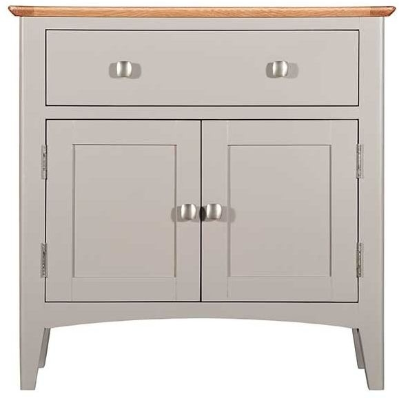 Eva Grey And Oak Compact Sideboard 75cm W With 2 Doors And 1 Drawer