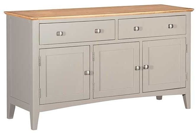 Eva Grey And Oak Medium Sideboard 140cm W With 3 Doors And 2 Drawers