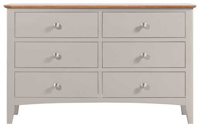 Eva Grey And Oak Wide Chest 6 Drawers