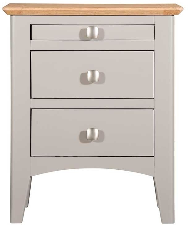 Eva Grey And Oak Bedside Cabinet 2 Drawers With Pull Out Tray