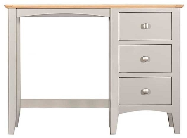 Eva Grey And Oak Dressing Table 3 Drawers Single Pedestal