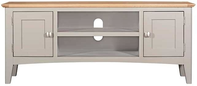 Eva Grey And Oak Large Tv Unit 120cm W With Storage For Television Upto 43in Plasma