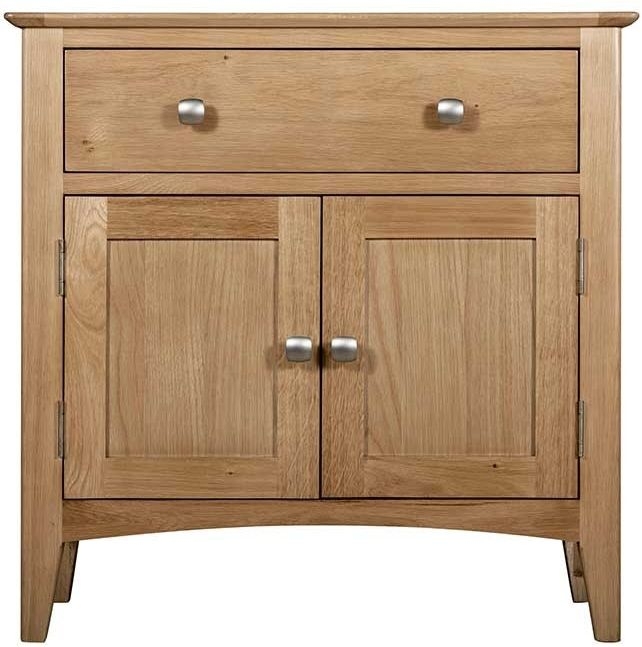 Eva Natural Oak Compact Sideboard 75cm W With 2 Doors And 1 Drawer