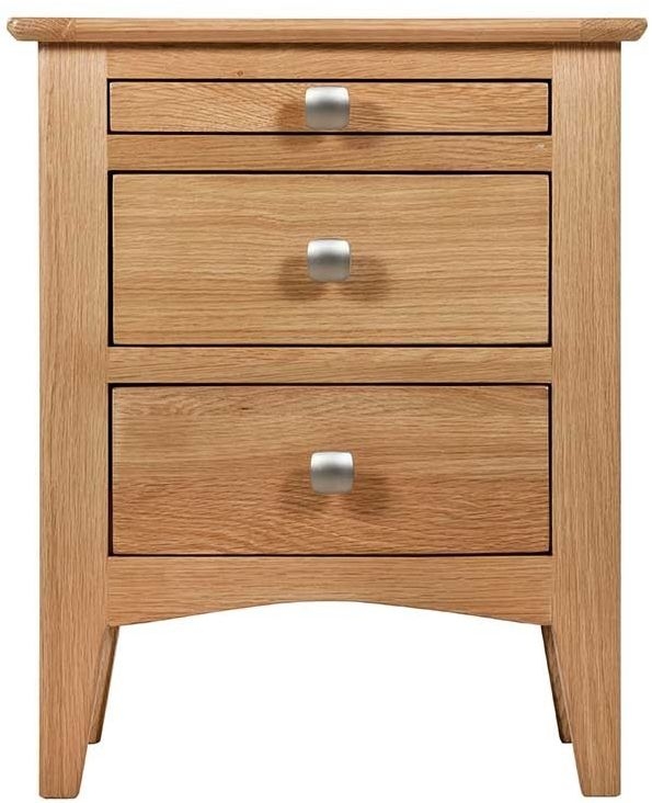 Eva Natural Oak Bedside Cabinet 2 Drawers With Pull Out Tray