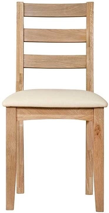 Eva Natural Oak Ladder Back Dining Chair With Padded Seat Sold In Pairs