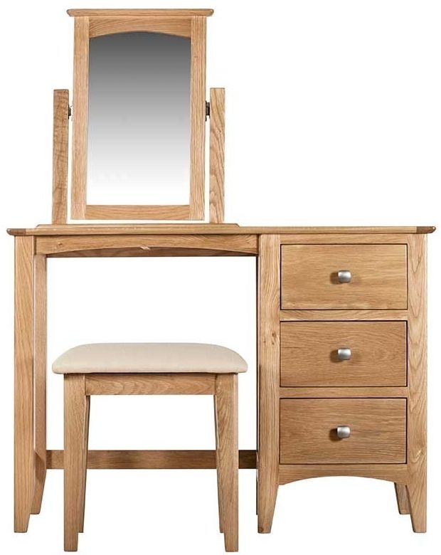 Eva Natural Oak Dressing Table 3 Drawers Single Pedestal