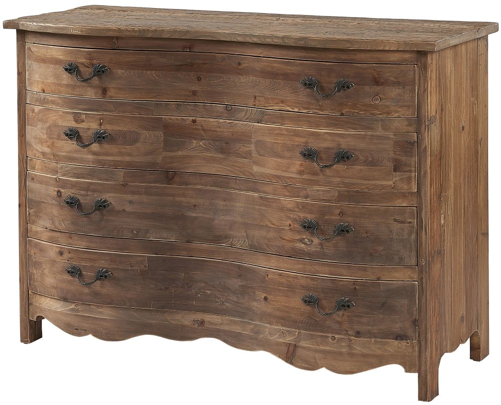 Hudson Bay Reclaimed Oak Wide Chest 4 Drawers Victorian Style