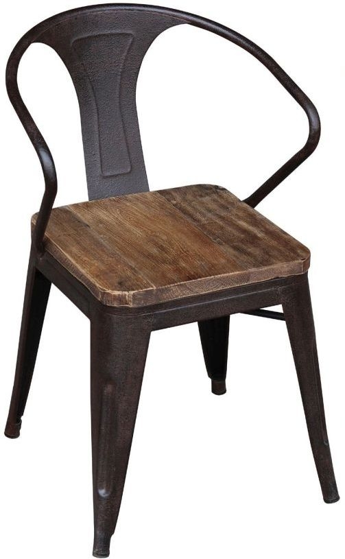 Hudson Bay Industrial Metal Dining Chair With Wooden Seat Sold In Pairs