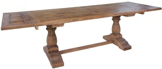 Hudson Bay Reclaimed Elm Refectory Dining Table 200cm280cm Seats 8 To 12 Diners Rectangular Extending Top With Double Pedestal Balustrade Base Victorian Style