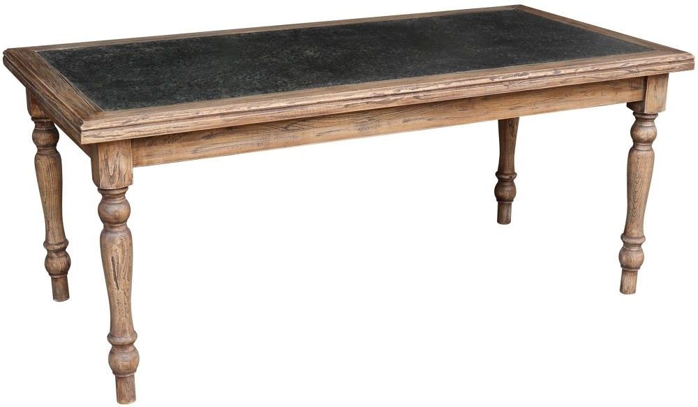 Hudson Bay Old Elm Rectangular Dining Table With Zinc Top And 4 Turned Legs 220cm Seats 8 To 10 Diners Victorian Style