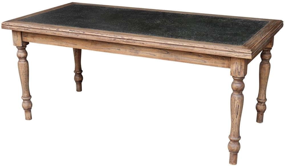 Hudson Bay Old Elm Rectangular Dining Table With Zinc Top And 4 Turned Legs 180cm Seats 6 To 8 Diners Victorian Style