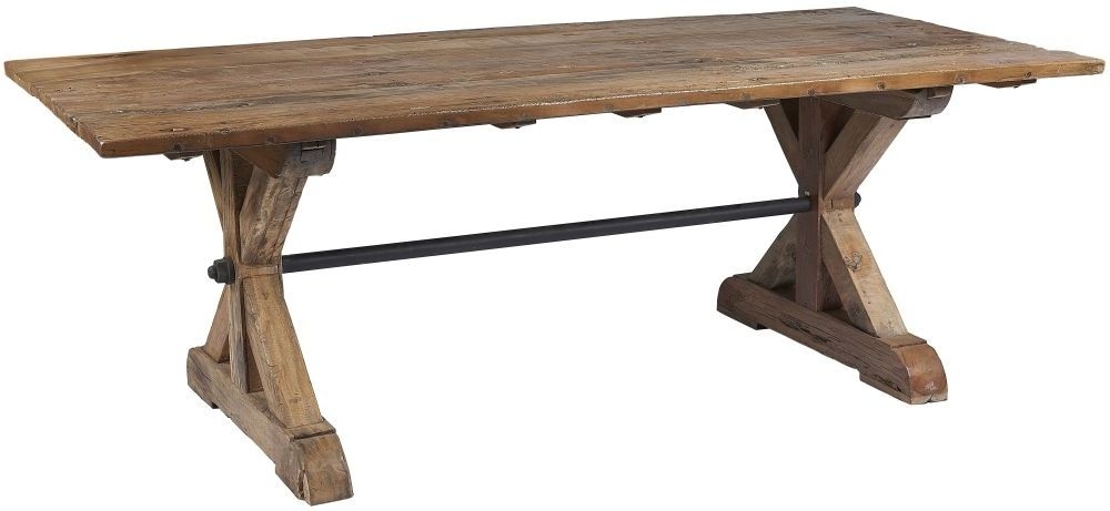 Pier 39 Achille Reclaimed Timber Cross Legs Dining Table 220cm Seats 8 To 10 Diners Rectangular Top