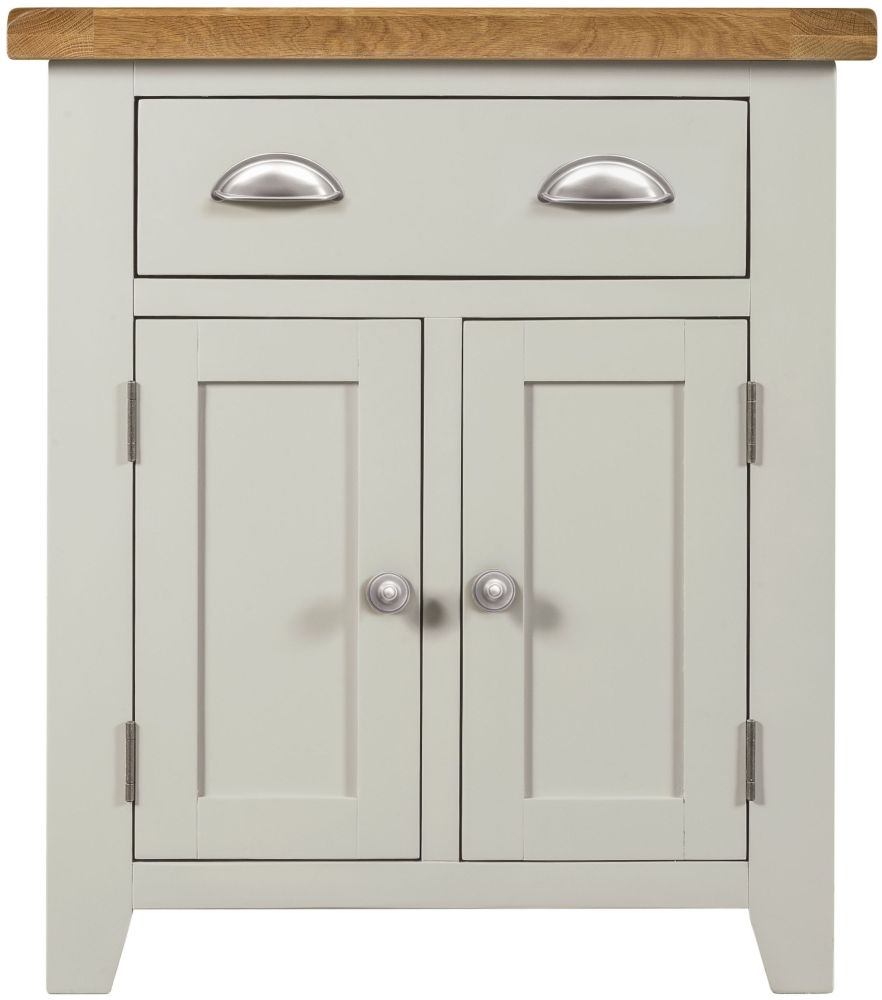 Wexford Grey And Oak Compact Sideboard 70cm W With 2 Doors And 1 Drawer