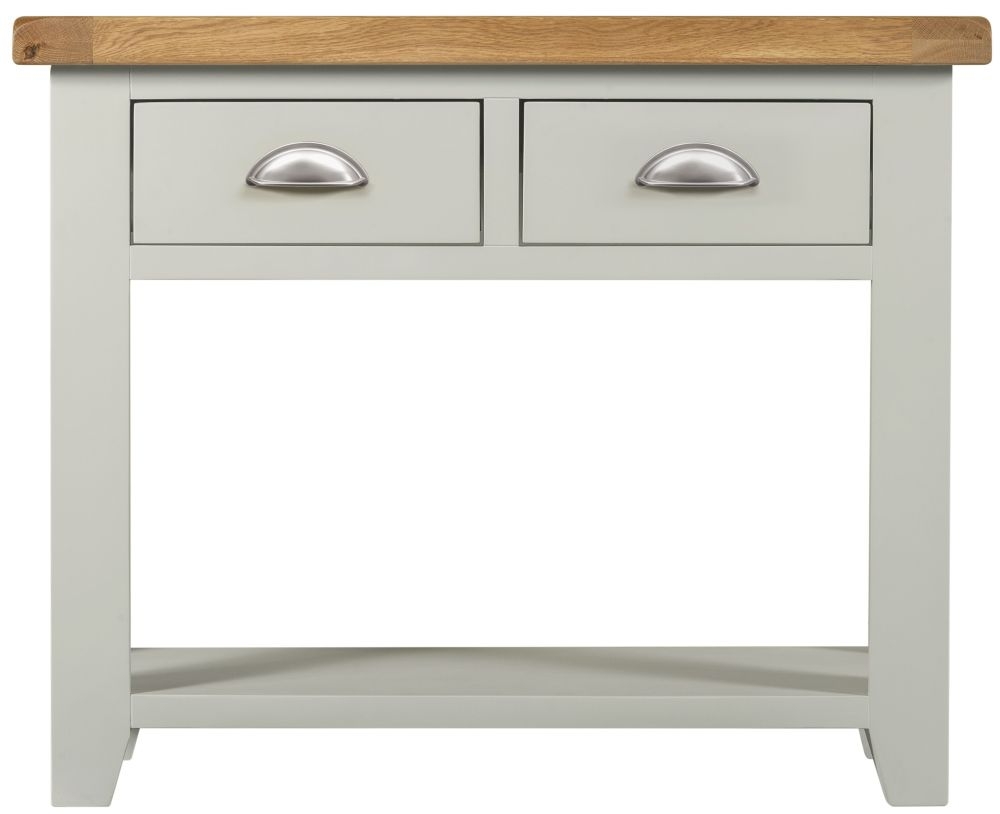 Wexford Grey And Oak Narrow Console Table With 2 Drawers