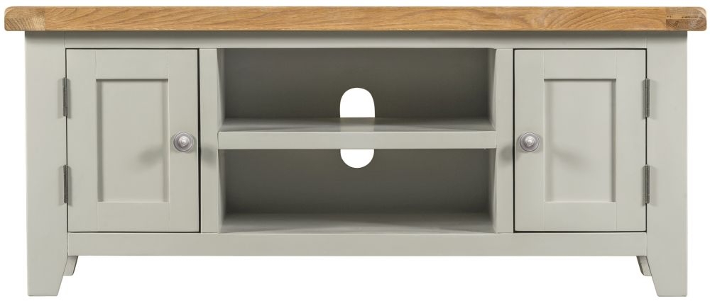 Wexford Grey And Oak Large Tv Unit 120cm W With Storage For Television Upto 43in Plasma